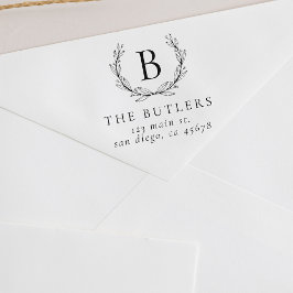 Leaf Wreath Initial Rücksendeadresse Briefmarke Permastempel