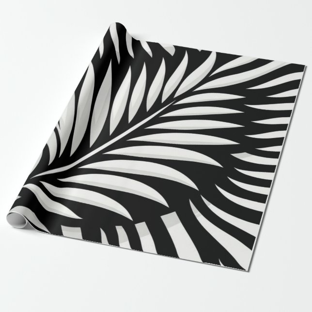 Leaf Zebra Stripes Stil Geschenkpapier (Ungerollt)
