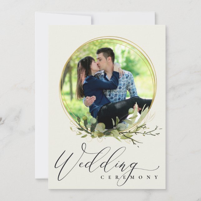LEAFENFOLIAGE WATERCOLOR FOTO OVERLAY WEDDING EINLADUNG (Vorderseite)
