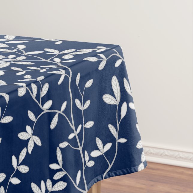 Leafline Spread Navy Weiß Tischdecke (Beispiel)