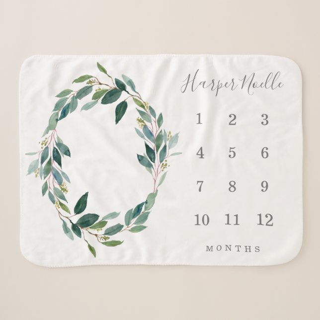 Leafy Baby Milestone Sherpadecke (Vorderseite (Horizontal))