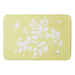 Leafy branch Swallow Butterflies in silhouette  Badematte