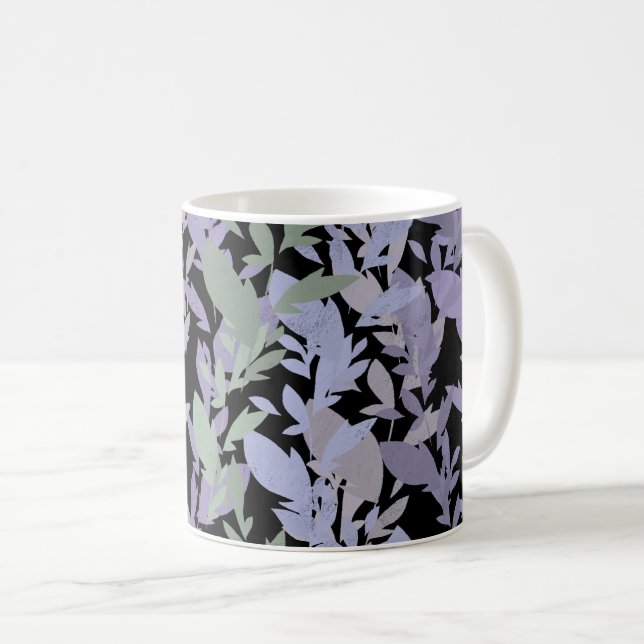 Leafy Creeping Vine Drawing Pattern With Pastels Kaffeetasse (VorderseiteRechts)