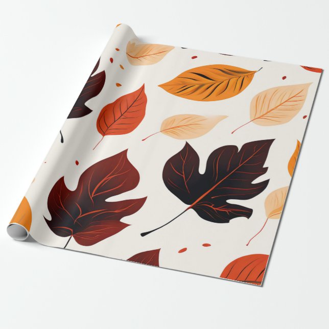 Leafy Elegance: Autumnal Soft Hues Geschenkpapier (Ungerollt)