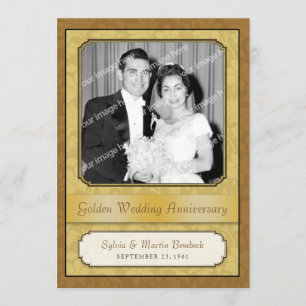 Leafy Golden Damask (50e) Invitation anniversaire