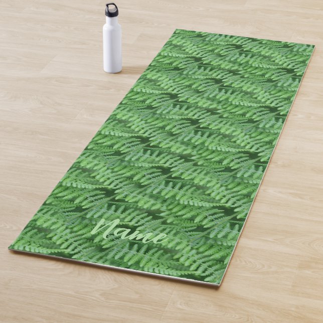 Leafy Green Ferns Nature Pattern Personalisiert Yogamatte (Beispiel)