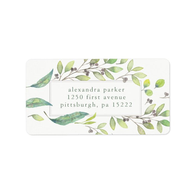 Leafy Green | Trendfarbener Rahmen Adressaufkleber (Vorne)
