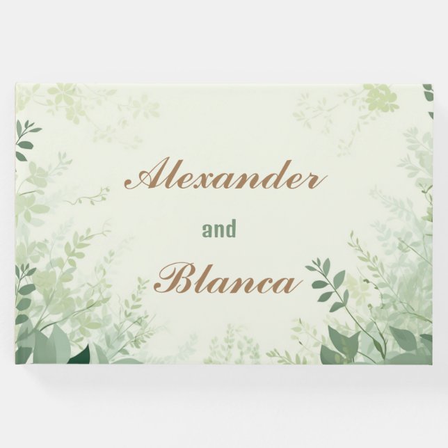 Leafy Greenery Vintage Wedding Gästebuch (Vorderseite)