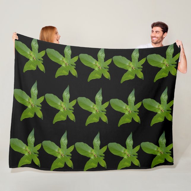"Leafy Haven: Ein kleiner grüner Frosch auf einem  Fleecedecke (Beispiel)