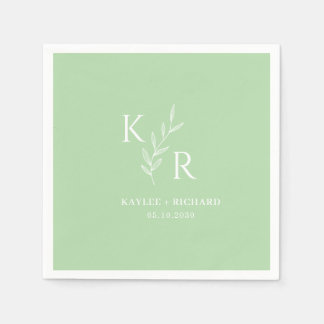 Leafy Initials Wedding Verlobung Brautparty Serviette