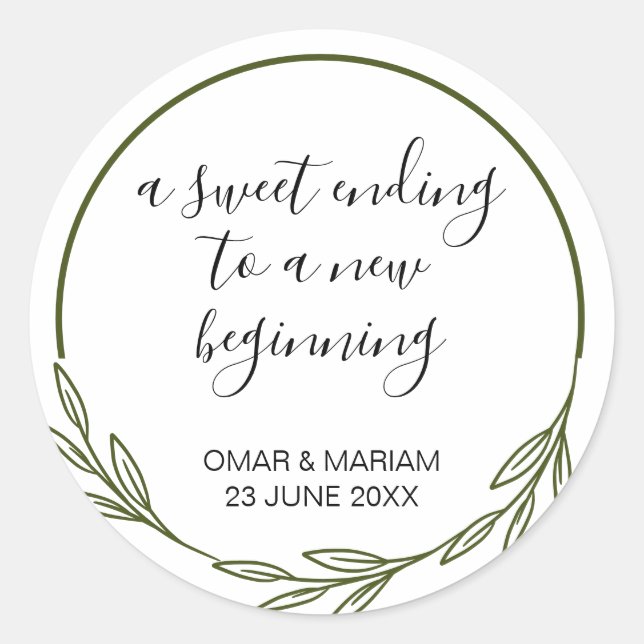 Leafy Islamic Nikkah Sticker (Vorderseite)