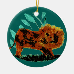 Leafy Lion Wild Animal Keramikornament
