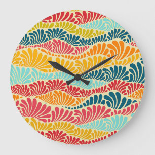 Leafy Mosaic Große Wanduhr