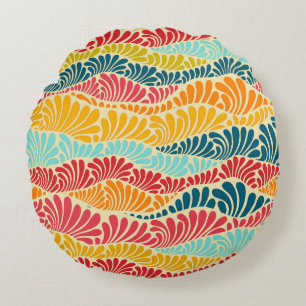 Leafy Mosaic Rundes Kissen