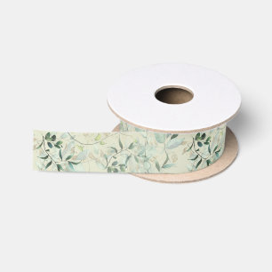 Leafy Mystique Pale Celadon Satinband