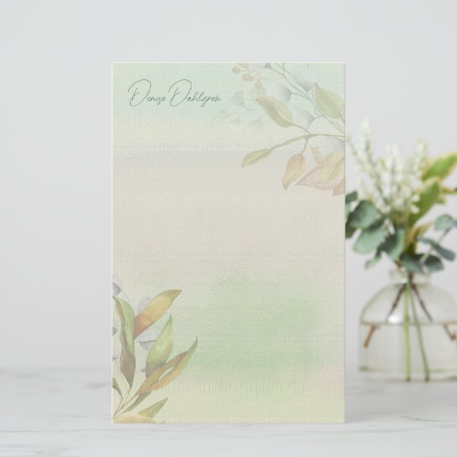 Leafy Ombre Personalisiert Stationery Briefpapier (Stehend Vorderseite)