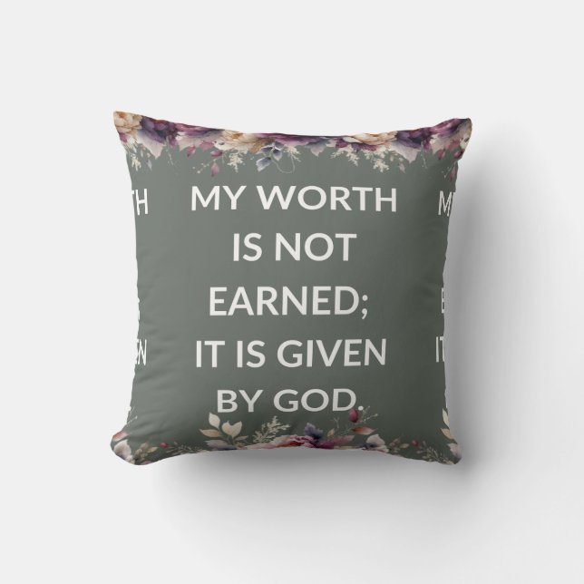 Leafy pillow with a simple religious quote kissen (Vorderseite)