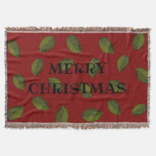 Leafy, plaid "JOYEUX NOËL" Rouge Couverture de jet