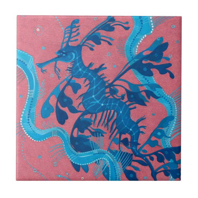 Leafy Sea Dragon Seepferd Fische Unterwassertiere Fliese (Vorderseite)