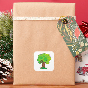 Leafy Tree Green Blätter Square Sticker