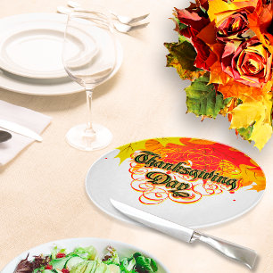 Leafy Typographic Erntedank Day Words Schneidebrett