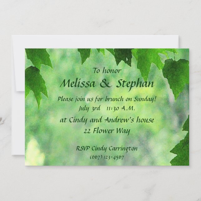 Leafy Wedding Brunch Einladung (Vorderseite)
