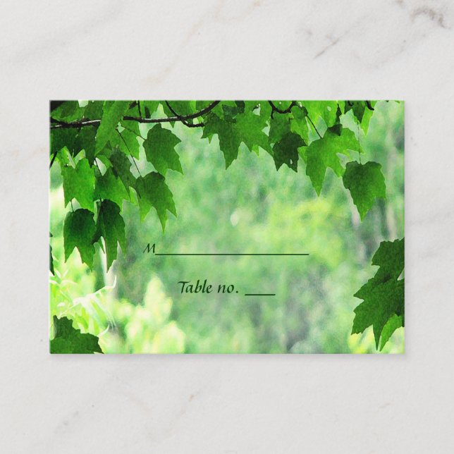 Leafy Wedding Escort Card Platzkarte (Vorderseite)