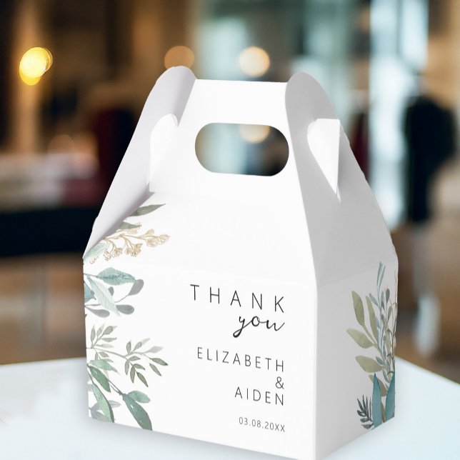 Leafy Wedding Geschenkschachtel (Personalized THANK YOU! Leafy Wedding Box with your name and date.)