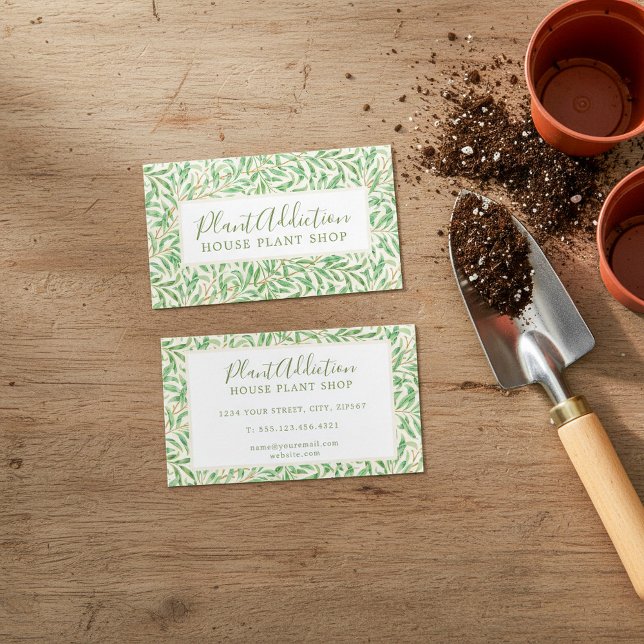 Leafy William Morris House Pflanze Shop Visitenkarte (Leafy William Morris House Plant Shop Business Card)