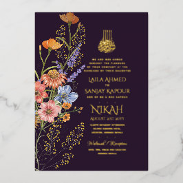 Leah G Floral Islamischer Hochzeitsstifter Nikah B Folieneinladung