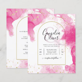 Leah G PINK GOLD INK Abstrakt Wedding INVITE
