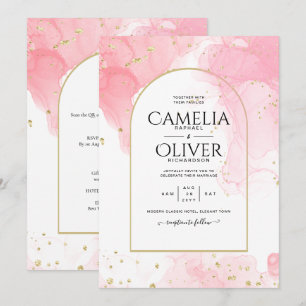 Leah G PINK GOLD INK Abstrakt Wedding INVITE Einladung