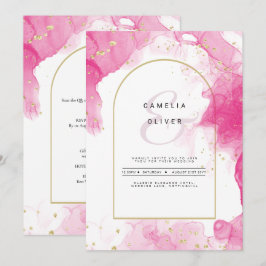 Leah G PINK GOLD INK Abstrakt Wedding INVITE Einladung