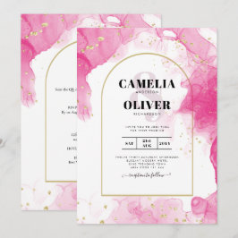 Leah G PINK GOLD INK Abstrakt Wedding INVITE Einladung