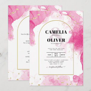 Leah G PINK GOLD INK Abstrakt Wedding INVITE Einladung