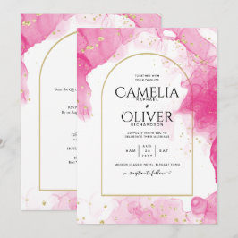Leah G PINK GOLD INK Abstrakt Wedding INVITE Einladung
