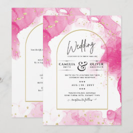 Leah G PINK GOLD INK Abstrakt Wedding INVITE Einladung