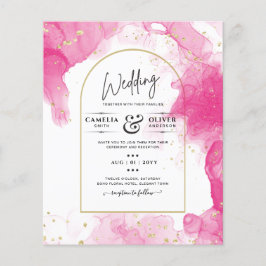 Leah G PINK GOLD INK Abstrakt Wedding INVITE Flyer