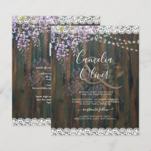Leah G Rustic WISTERIA Lace Floral Wedding INVITE