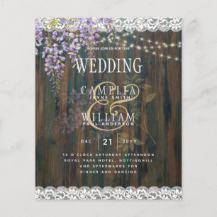 Leah G Rustic WISTERIA Lace Floral Wedding INVITE Flyer