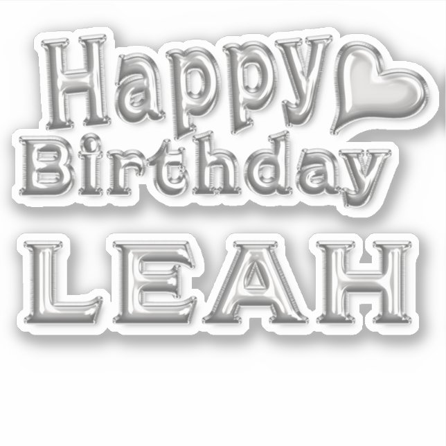 Leah Happy Birthday silver Aufkleber Sticker (Vorderseite)