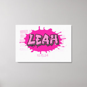 Leah, Ihr Graffiti Name Brick Wall an Board Leinwanddruck