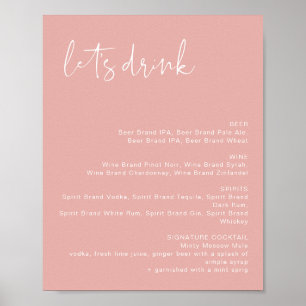 LEAH Lebendige Pastellrosa Let's Drink Bar Menu Poster