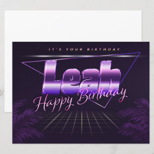 Leah Name Vorname lila retro Karte Geburtstag
