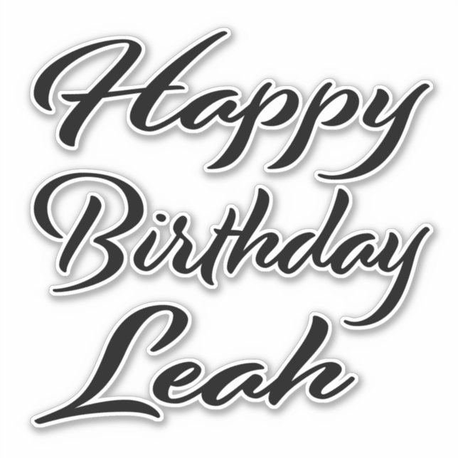 Leah Nom Prénom Anniversaire de Black Sticker (Devant)