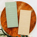 LEAH Pastel Green Yellow Wedding Program Menükarte<br><div class="desc">Dieses Hochzeitsprogramm besticht durch einen edlen,  handgeschriebenen Schriftart und ein modernes minimalistisches Design mit einer Kombination aus Frühlingsbeige und Gelb. Editieren Sie einfach *most* nach Ihren Wünschen und bearbeiten Sie alle Farben,  um den Farben Ihres Events zu entsprechen.</div>