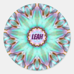 LEAH ~ personalisiertes Paua Muschel-Aufkleber ~ Runder Aufkleber