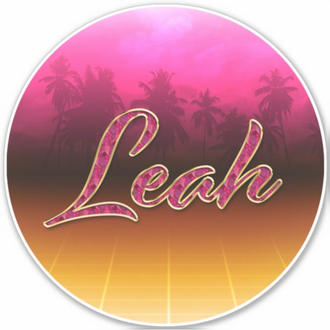 Leah Prénom Golden Rose Autocollants (Devant)
