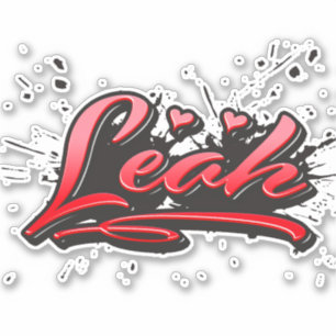 Leah red Heart Graffiti Autocollants