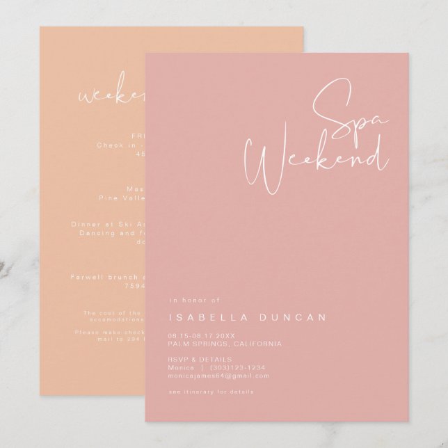 LEAH Vibranel Pastel Shades Bachelorette Wellness- Einladung (Vorne/Hinten)